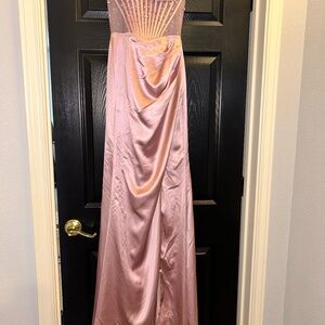 Dillards pink corset rhinestone prom dress size 4